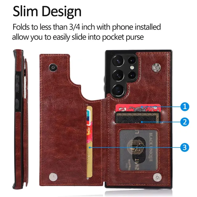 Slim Fit Premium Leather Wallet Card Slots Holder Case