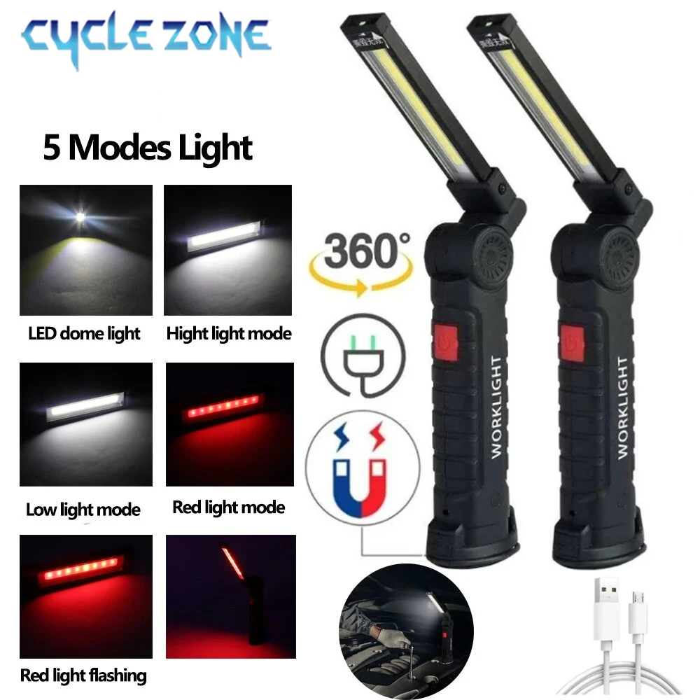 

Portable Flashlight Multifunctional COB Work Light USB Rechargeable Waterproof 5 Lighting Modes Camp LED Torch Camping Supplies