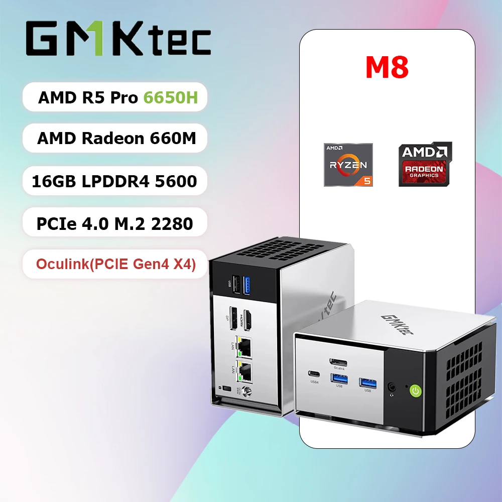 GMKtec M8 AMD Ryzen 5 Pro 6650H Mini PC 6-core 12-thread Portable