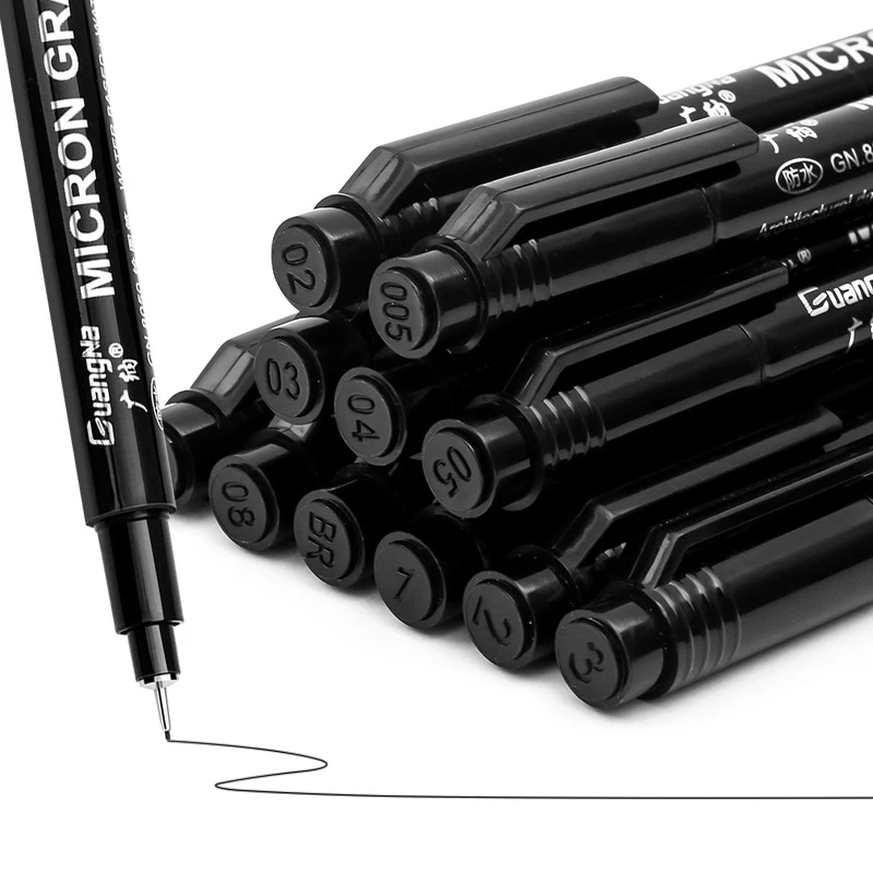 6/9/12/15pcs penna a gancio per calligrafia impermeabile a prova di sbiadimento Micron punta per penna Fine Liner lettering Art Marker Pen forniture per schizzi