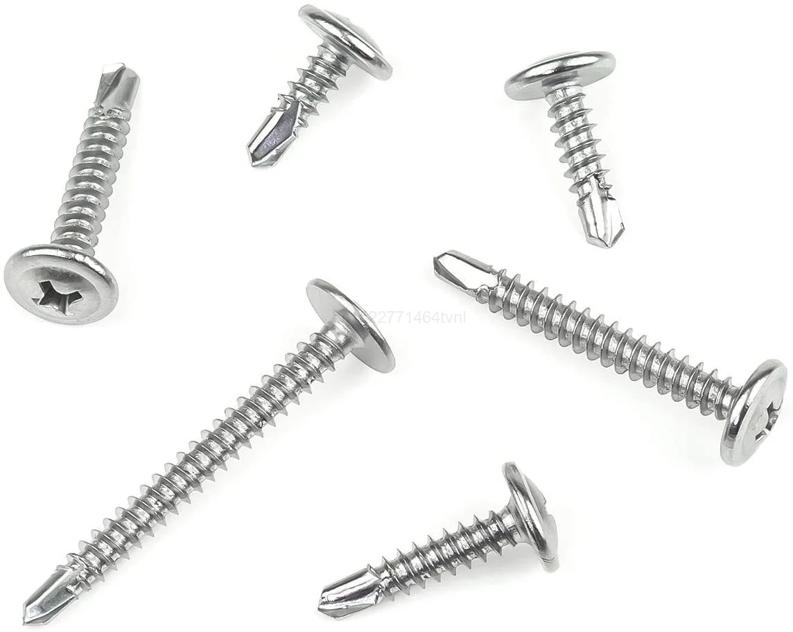 180pcs phillips flat head self drilling tapping screw kit 410 stainless steel m4.2 washer head drilling screw with screwdriver