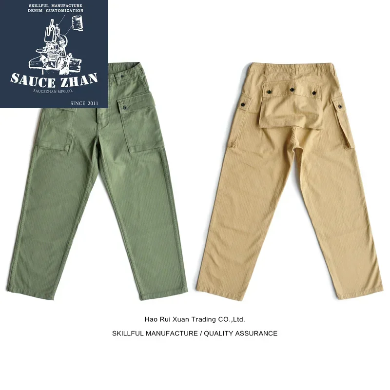 SauceZhan USMC P44 HBT U.S. Army Trousers VINTAGE Trousers Military Style Military Pants Men's Pants & Capris Herringbone 2