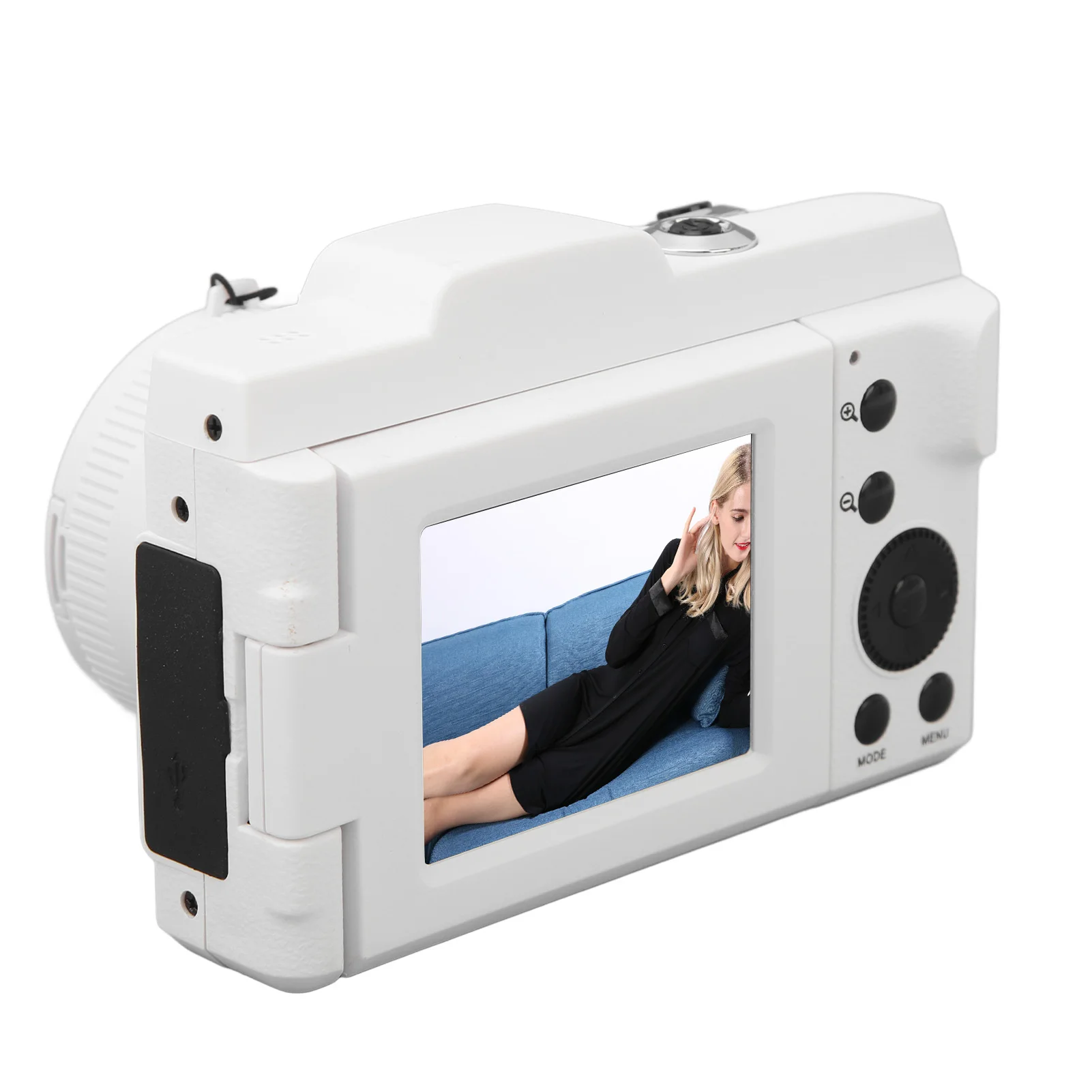 초심자 휴대용 소형 디지털 카메라, HD 16MP 화이트 컬러, 다축 안정화, 스마트 초심자 브이로그 카메라