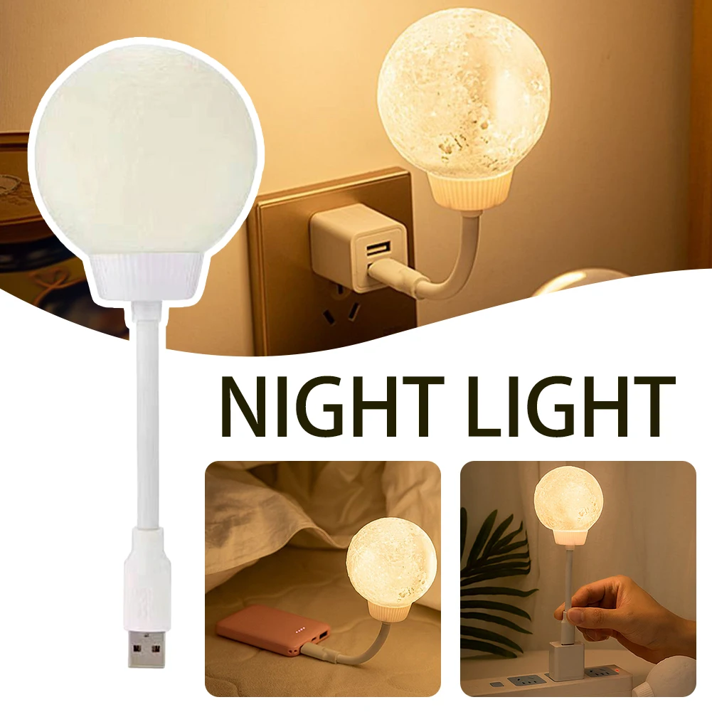 New USB Energy-Saving Lamp Plug-In Moon Shaped Voice Controlled Night ...