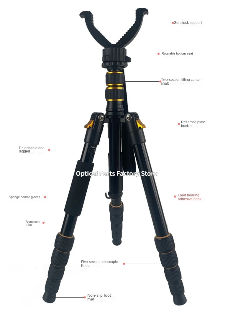 Aluminum Portable Outdoor Tripod Universal Retractable Quick-release Tripod Hunting Camping Bracket w/ V-shaped Head Accessories