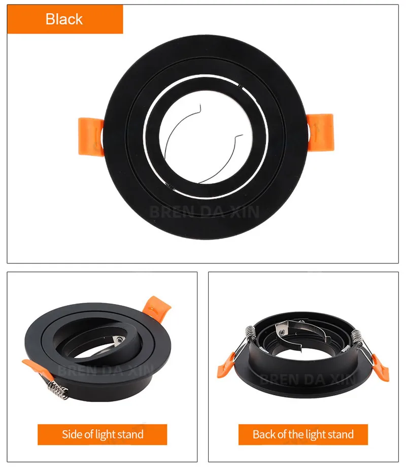 Description Picture 6 of itemUniversal Adjustable Spot Light GU10 GU16 Led Holder Black/White Halogen /Led Spot Light Frame E27 Lamp Holder Downlight Holder