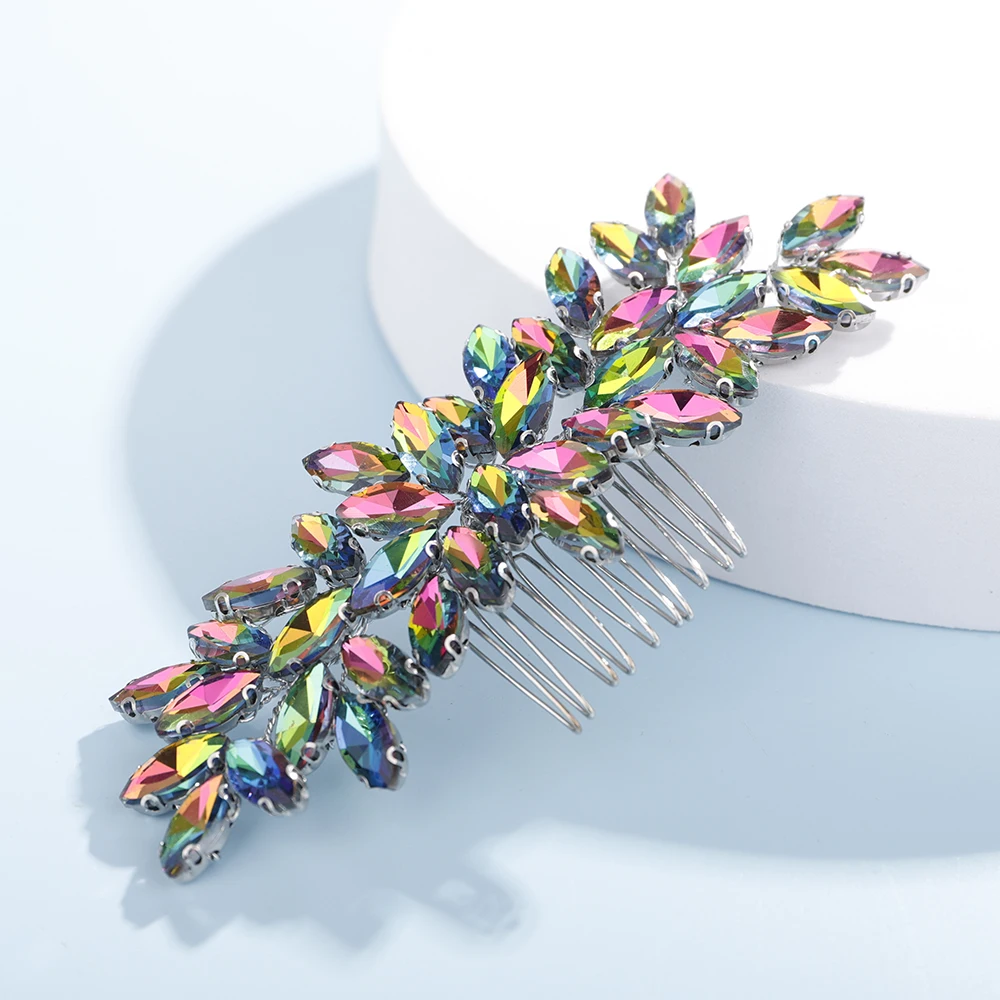 S75f2a1d6d24e417eb8d73c7a872ce79cl Fashion Rhinestone Hair Comb for Bridal Headpiece 9 Color Wedding Hair Accessories Women Handmade Tiara Headdress Party Headwear Mallzona