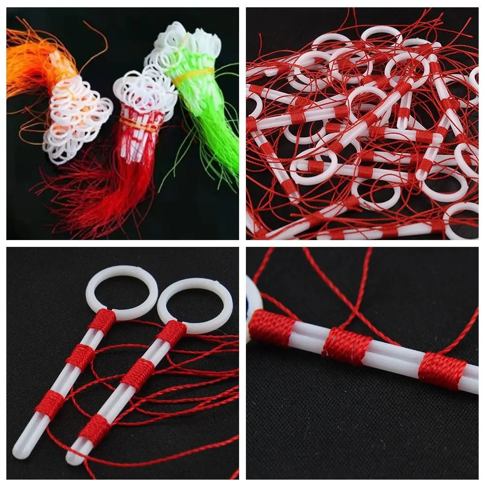50pcs Plastic Cotton Thread Bobber Looper Cotton Thread 3Colors Fishing Bobber Float String Rope Buoy Fishing Float