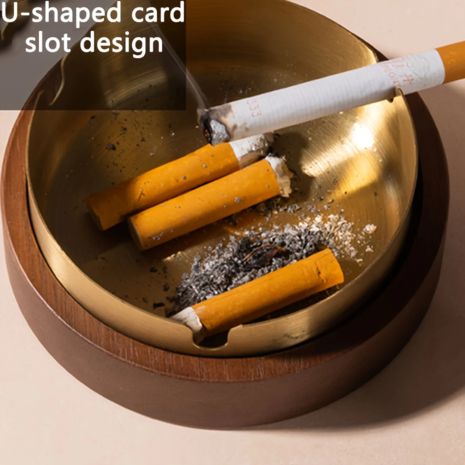Walnut Wood Ashtray with Lid-Vintage Style, Anti-Fly Design for Office, Hotel Use Weed smoking accessories Cigar ashtray