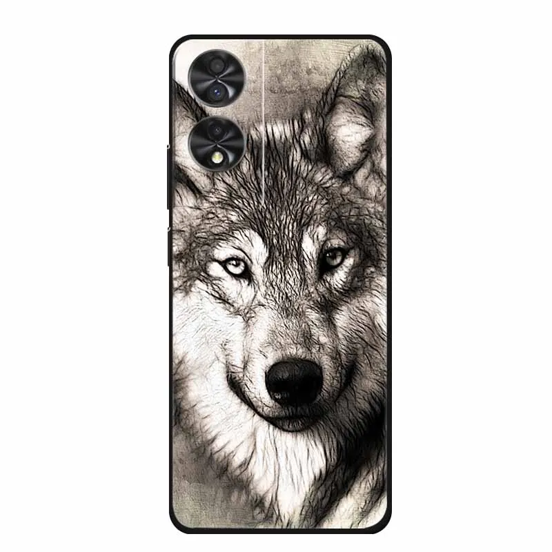 Animal Cartoon TPU Soft Silicone Phone Case Cover with Wolf Design