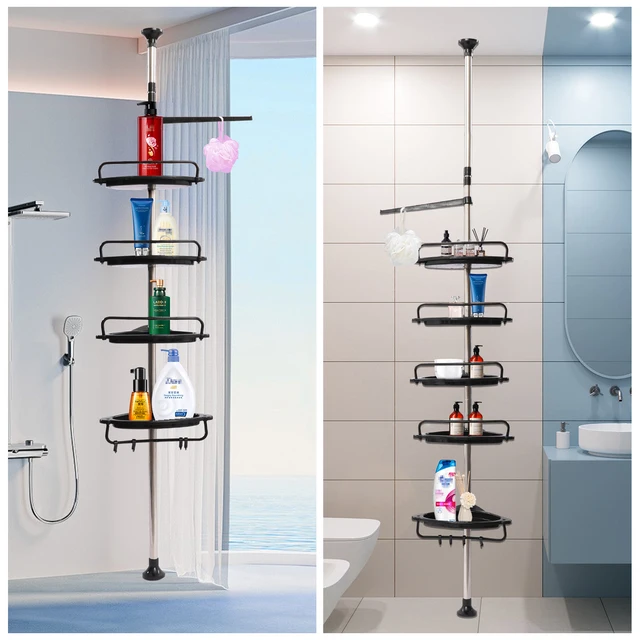 HYYKJ-US Rustproof Shower Corner for Bathroom No Drilling Stainless Steel  Bathtub Storage Organizer for Shampoo Accessories Shower Shelf Adjustable  Shelves with Towel Holder, Black (5-Tier) - Yahoo Shopping