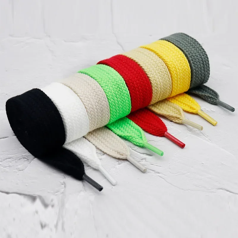 Shoelaces Without Ties Shoe Laces Single Layer Flat Type Polyester Cotton 2cm Wide Solid Color Casual Men Women