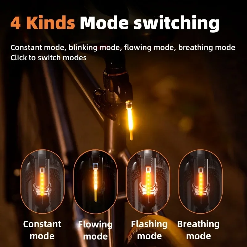 Bicycle Rear Lights Flowing Water Lamp Rechargeable Mountain Road Bike Cycling Tail Lights Waterproof LED Bike Flashing Lantern