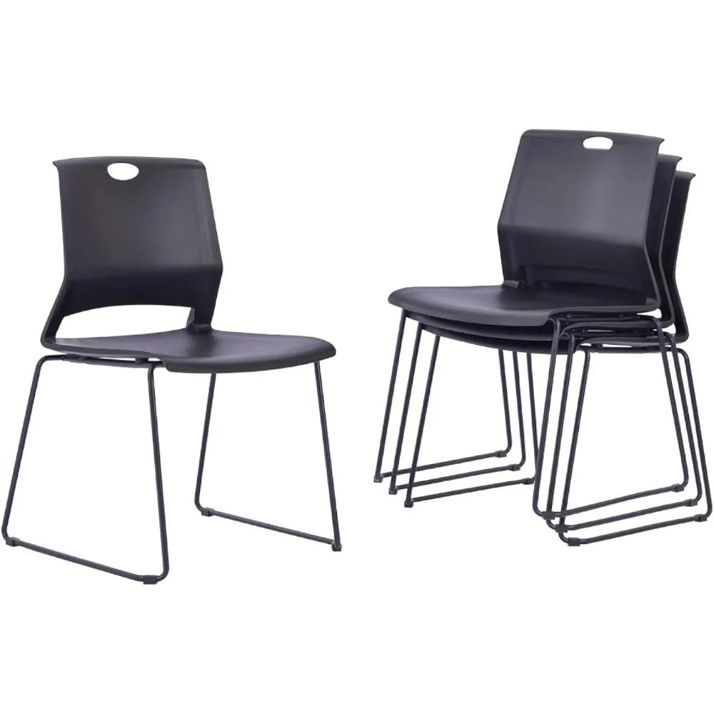 Stacking Chairs Stackable Waiting Room Chairs Conference Room Chairs-Black (Set of 4) Chair Office Furniture set of 2 patio outdoor dining chairs metal stackable bistro chairs for garden black