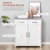 Kleankin Bathroom Floor Cabinet, Freestanding Linen Cabinet, Storage Cabinet with 2 Drawers, Double Doors, Adjustable Shelf 4