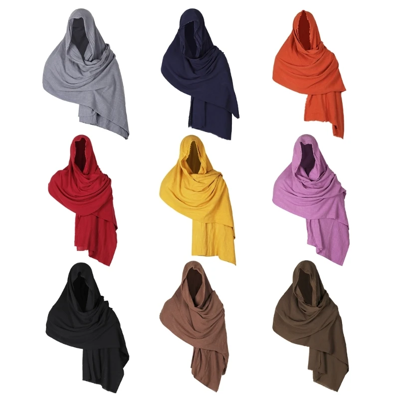 

Men Medieval Scarf Hood Wrap Cloak Mittelalter Shoulder Cowl Cape Solid Color