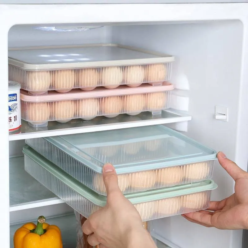 

Refrigerator Egg Storage Box 24 Grids Egg Grid Egg Tray Kitchen Dustproof Food Storage Box With Lid Accessories Organizer