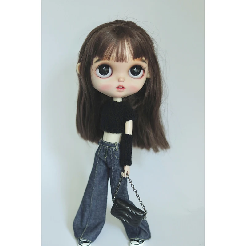 New Arrival Blythe Doll Clothes Knitted Sweater Cool Style Cropped Navel Top and Pants for Blyth OB24 Licca Dolls Accessories