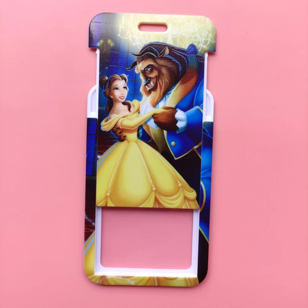 Disney Princess Beauty and the Beast Lanyard ID Badge Holder for Plastic Card, Access ID Card, Suitable for Events, Conferences
