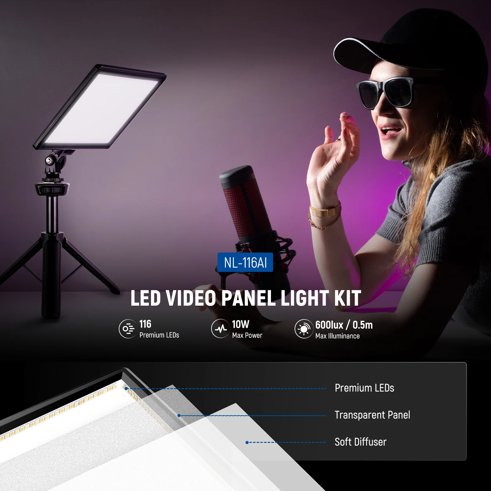 รูปสินค้า NEEWER แผงแสง LED วิดีโอ สำหรับกล้อง DSLR พร้อมขาตั้ง