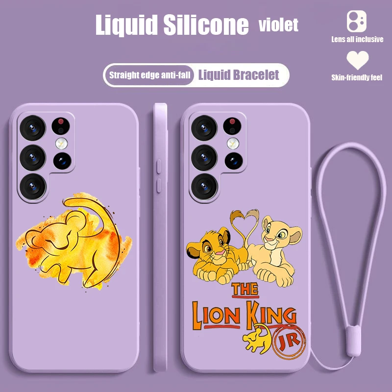 

Disney The Lion King Cute For Samsung S23 S22 S21 S20 Fe S10 Note 20 10 Ultra Lite Plus Liquid Rope Cover Phone Case