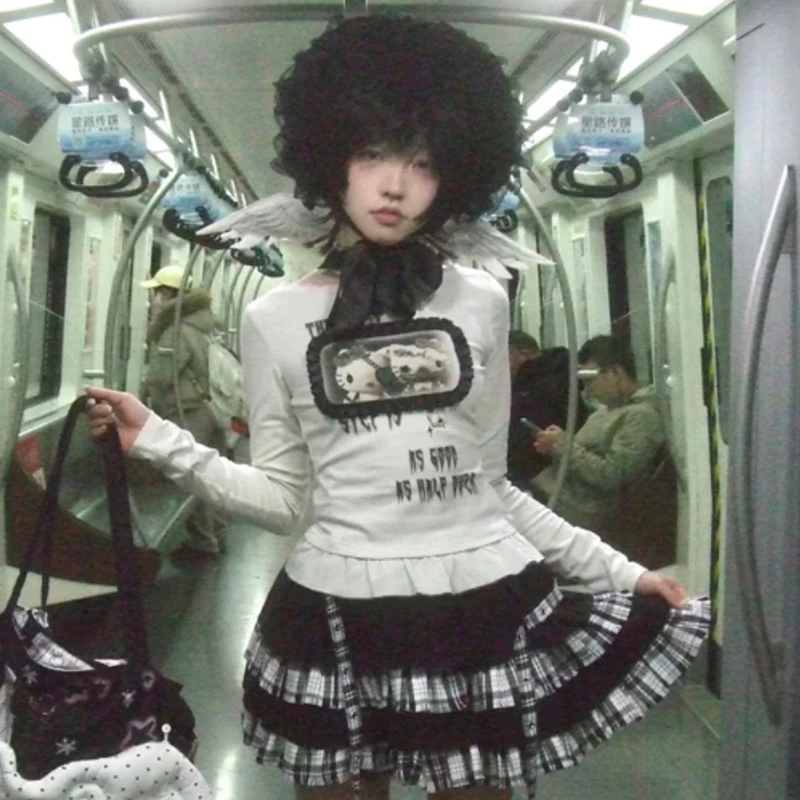 Karrram Japanese Y2k Anime Print T-shirt Trashy 2000s Style Long