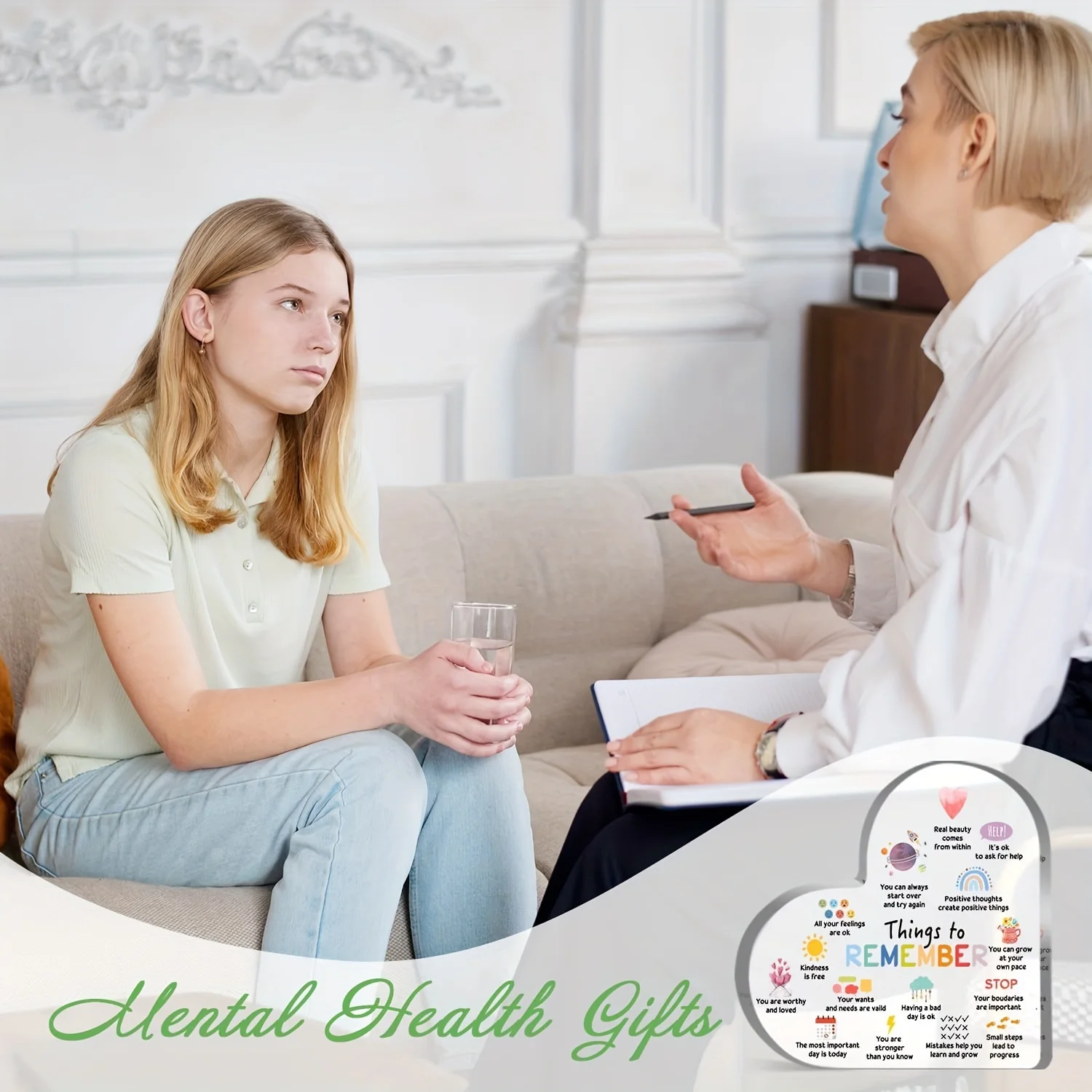 Mental Health Affirmations Heart Acrylic Sign 6