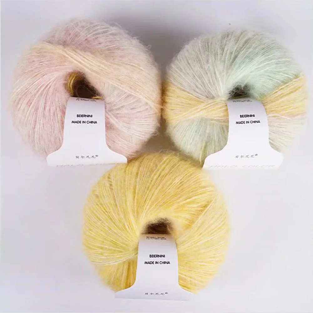 

NEW 1 Roll 30g Gradient Mohair Knitted Woolen Yarn Wool Thin Line DIY Soft Yarns Clothing Accessories For Sweater Hat Shawl