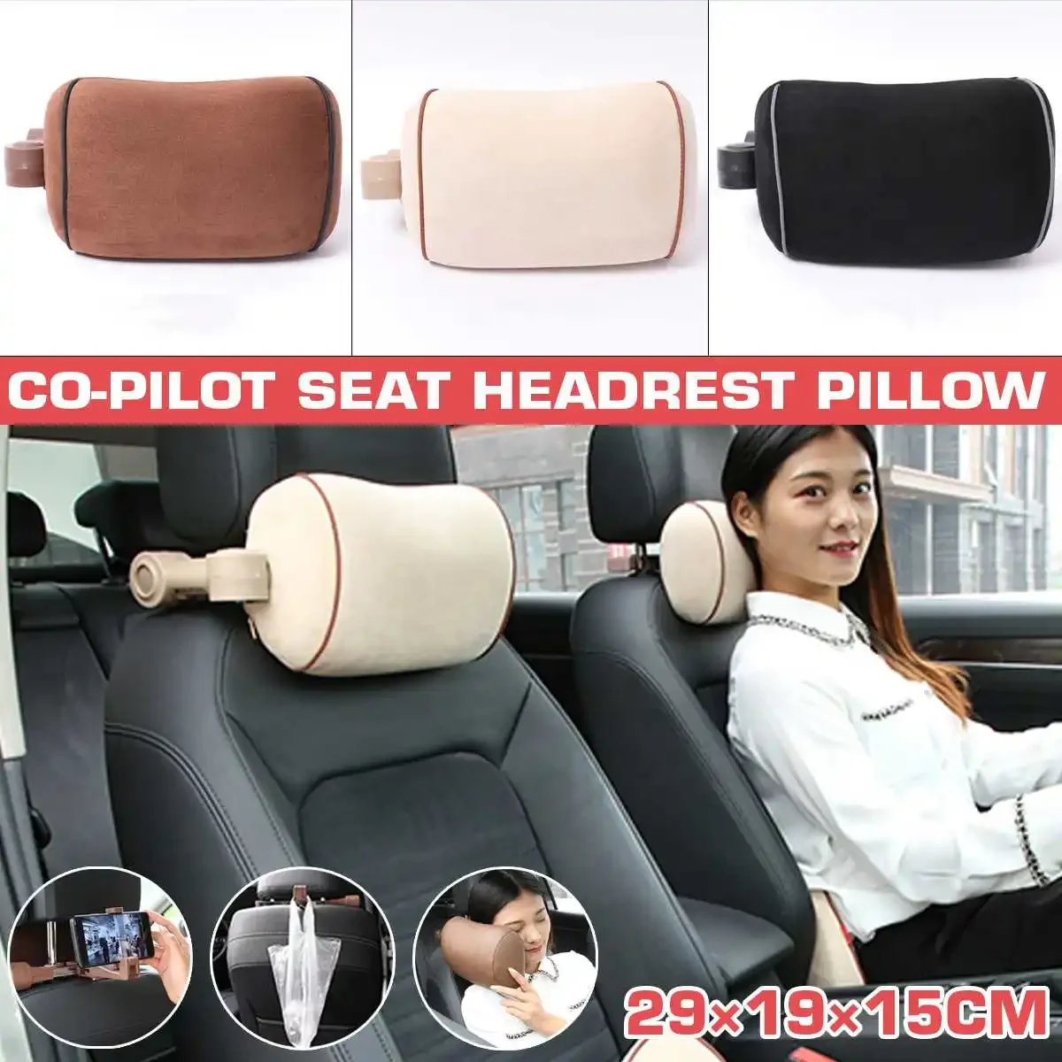 

3 Colors Car Seat Headrest Head Neck Pillow Comfortable Soft Pad Neck Rest Support Cushion Car Neck Pillow Bracket Design