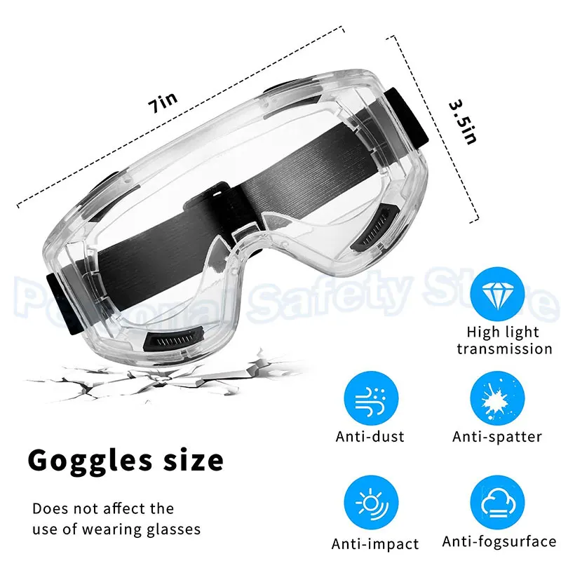 Lunettes de Protection Anti-Buée Transparentes - Lot de 1