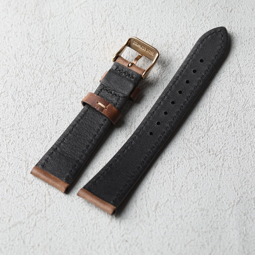 Vintage American Horween Handmade Soft Leather Strap in Light Brown Cowhide