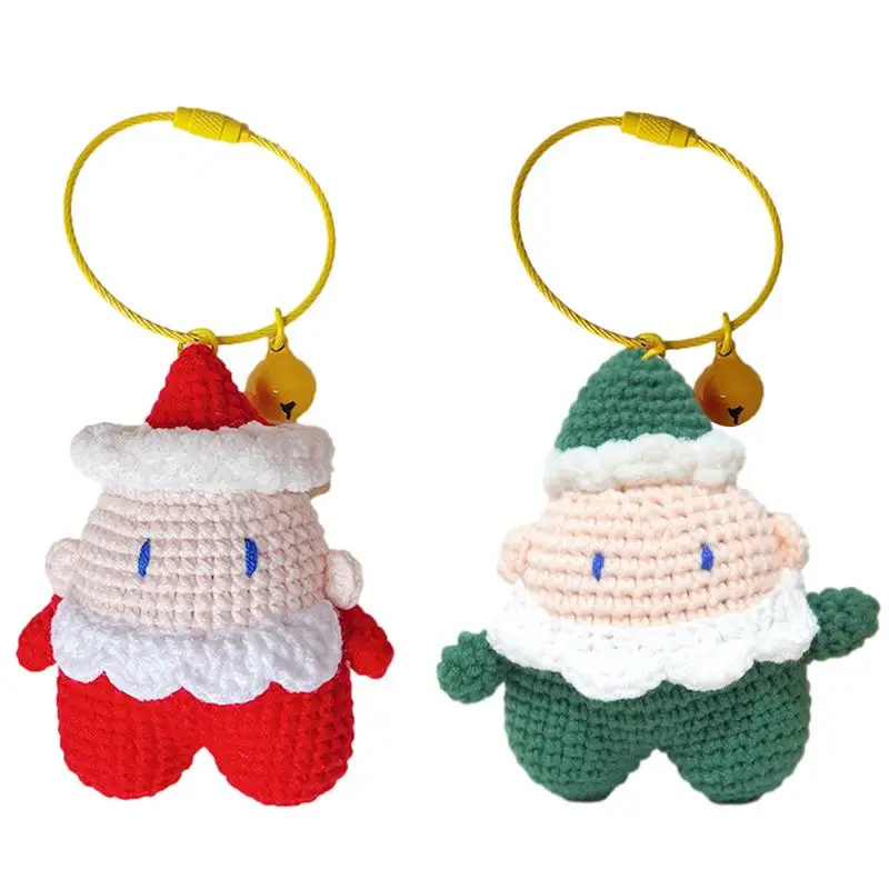 

Knitted Santa Keychain Handmade Christmas Ornaments Santa Claus Keyring Christmas Gifts Supplies Crochet Santa Claus Keychain