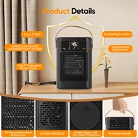 Компактный тепловентилятор мощностью 1500 Вт с дистанционным управлением, 3 режимами нагрева, тихая работа, защита от перегрева и опрокидывания, портативный для дома и офиса — изображение 4