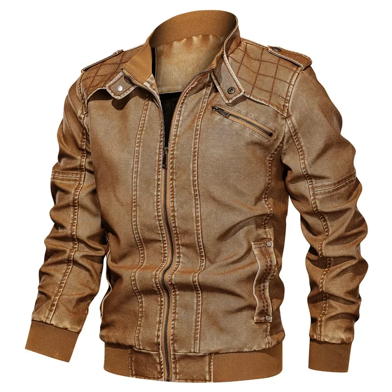 

Oversized L-6XL Men's Outdoor Casual Leather Jacket Chaqueta Moto Hombre Autumn Plus Velvet Overcoats PU Leather Bomber Jackets