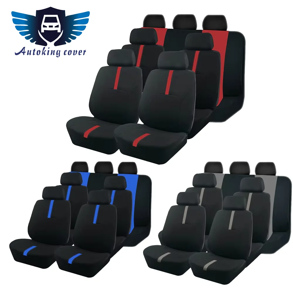 AUTOKING 2/5/7 Sitzbezüge für Auto Universelle Größe Sportliches Design Polyester Autositzbezüge Passend für die Meisten Autos SUV LKW Van