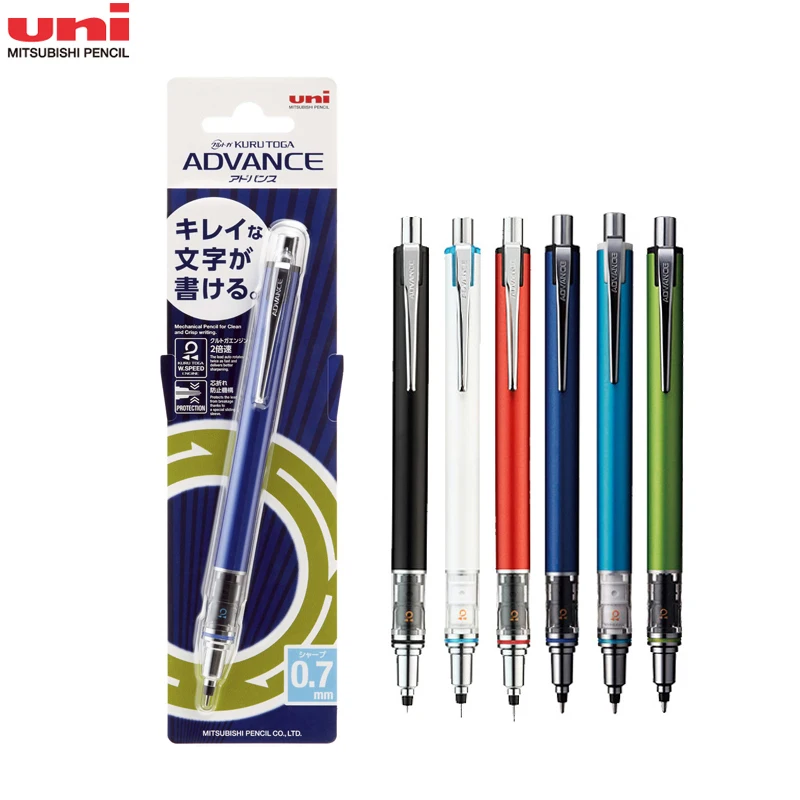 1Pcs Uni Mechanical Pencil Kuru Toga ADVANCE Twice Speed Simple pencils 0.3mm 0.5mm 0.7mm For Writing Drawing papeterie kawaii
