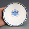 4.7" Collection Chinese Qing Blue-and-white Porcelain Lotus Flower Spray Bowl 5