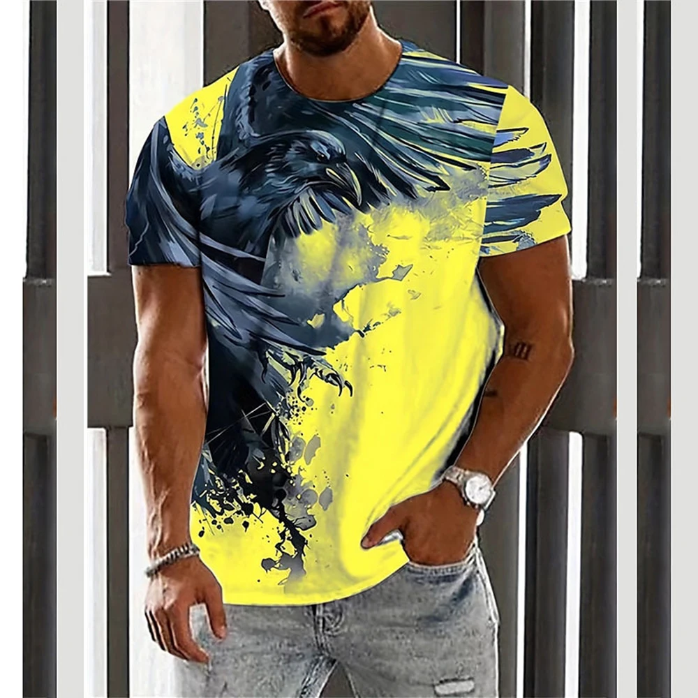 

New Boutique Cool Eagle Element Printed T-Shirt Summer Casual Undershirt Men's Top Men Breathable Fitness Sports Short Sleeve