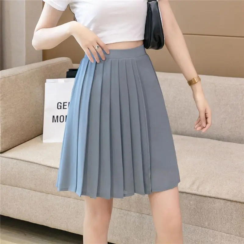 Skirt pants women 2024 summer new chiffon wide-leg casual loose thin fashion exposure-proof shorts.