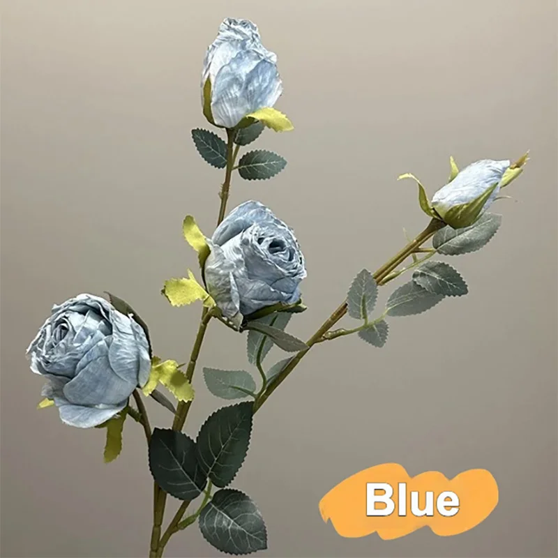 Vintage Burnt Edge Silk Rose Bouquet - Chic Artificial Flowers