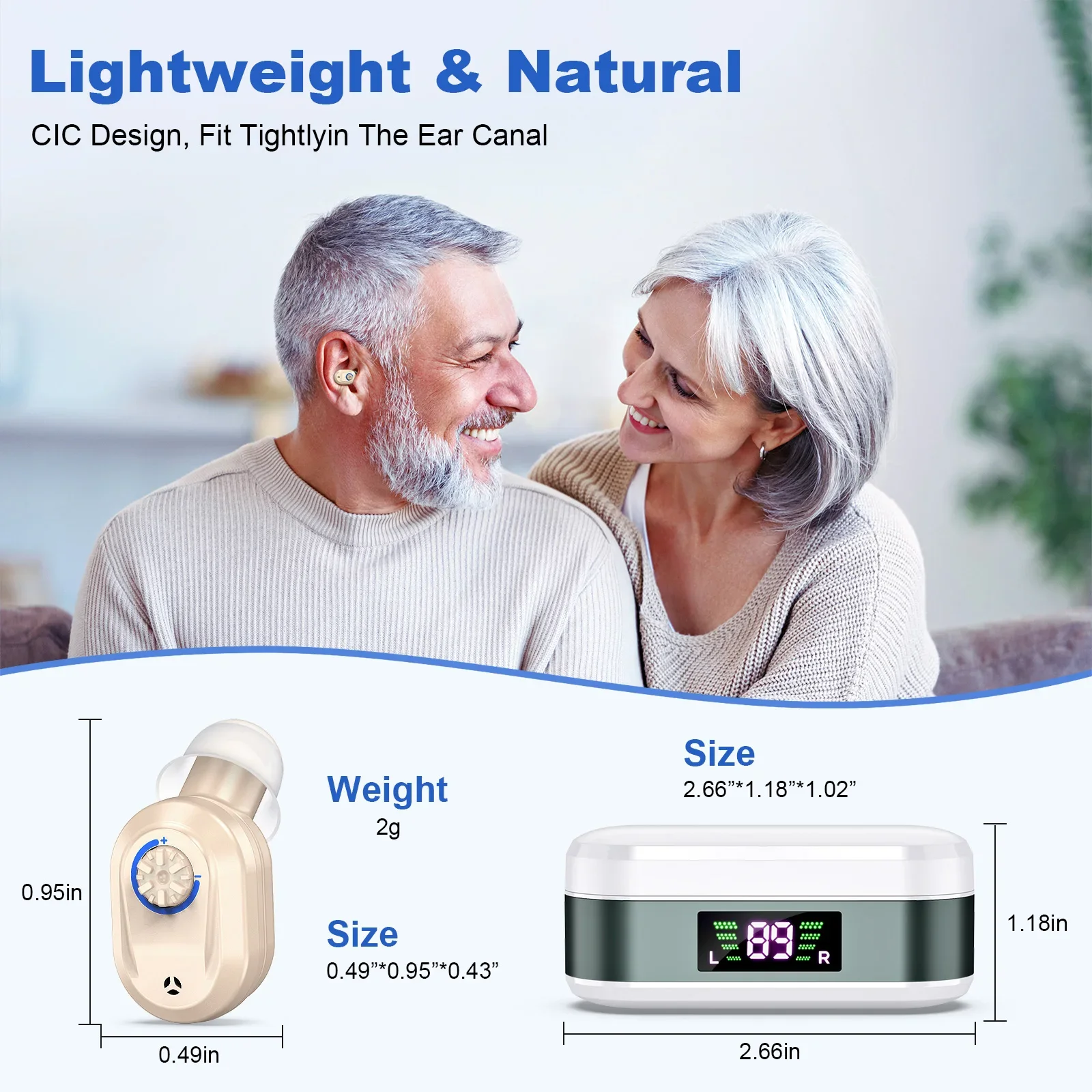 CIC Rechargeable Noise Reduction Hearing Aid for the Elderly Magnetic LCD Display No Howling Hearing Aids Invisible Amplifier 3