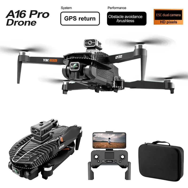 성인용 GPS 드론, 4K 전문가용, 8K HD 카메라, 브러시리스 FPV 5G 와이파이, 장애물 회피, 자동 리턴 RC 쿼드콥터 장난감, A16