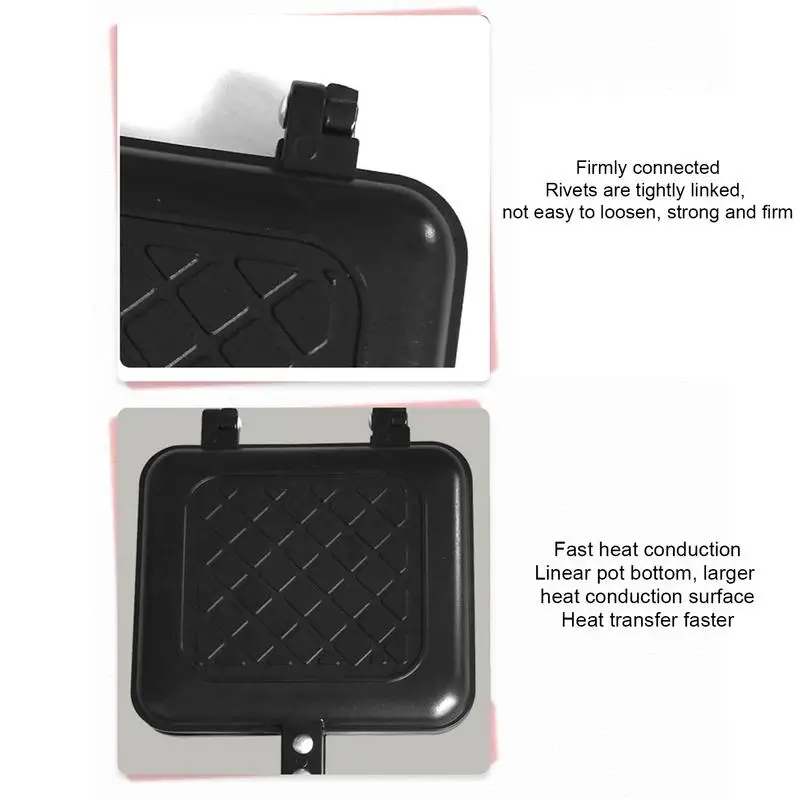Breakfast Sandwich Maker Non Stick Fast Heating Toaster Waffle Panini Grill With Long Handle For Breakfast Bread Accessories