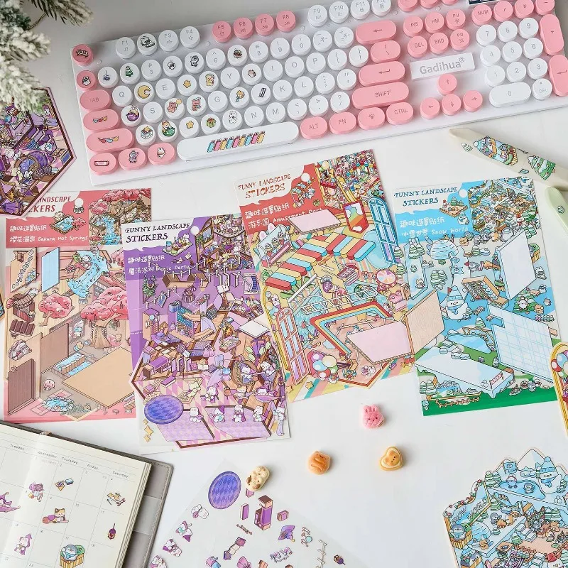 Miniature Landscaping 3D Stickers Amusement Party Hot Spring Ice World School Supplies Stress Relieving Toy Party Favors 3d stickers 3d wall stickers