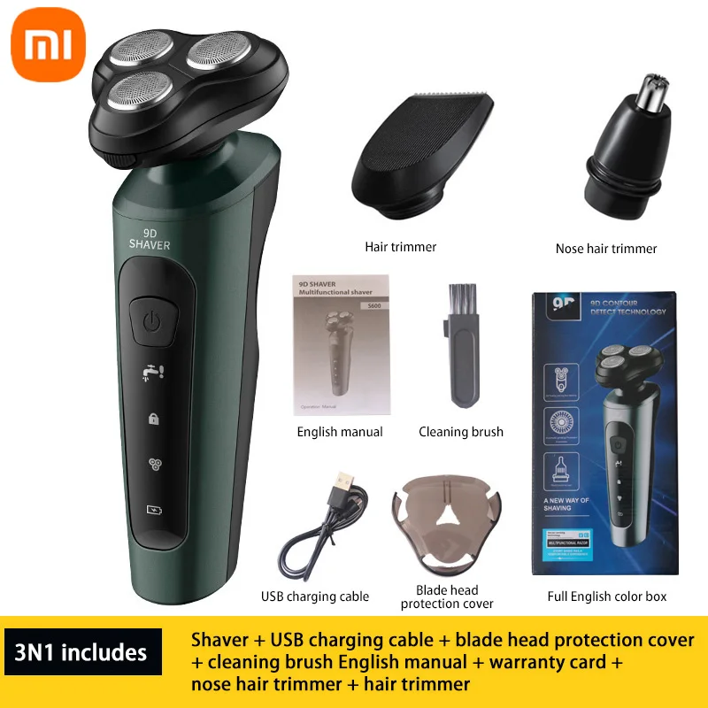 Electric Shaver Xiaomi Men Rechargeable Rotary Waterproof Wet Dry