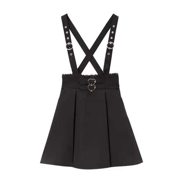 Hepburn Japanese Cute Sweet Girl Pink A- Line Mini Skirt Lolita Style New Summer Short Skirt Buckle Short Strap Skirt for Women