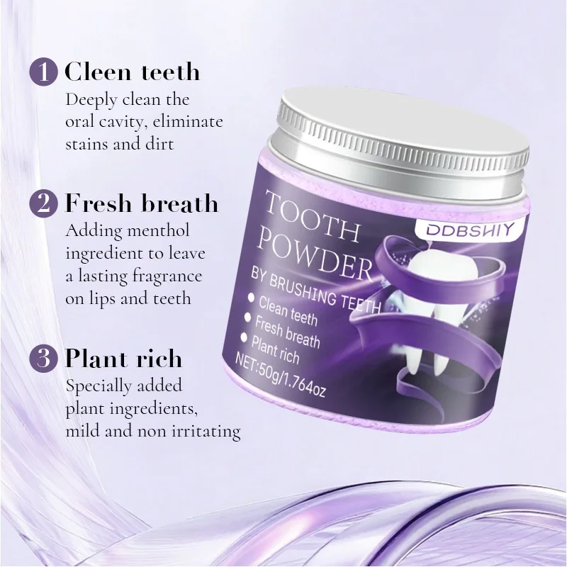 Polvere sbiancante per denti, rimozione profonda delle macchie, pulizia dei denti gialli, sbiancamento naturale, alito fresco, gusto menta, per uomini e donne - immagine 4
