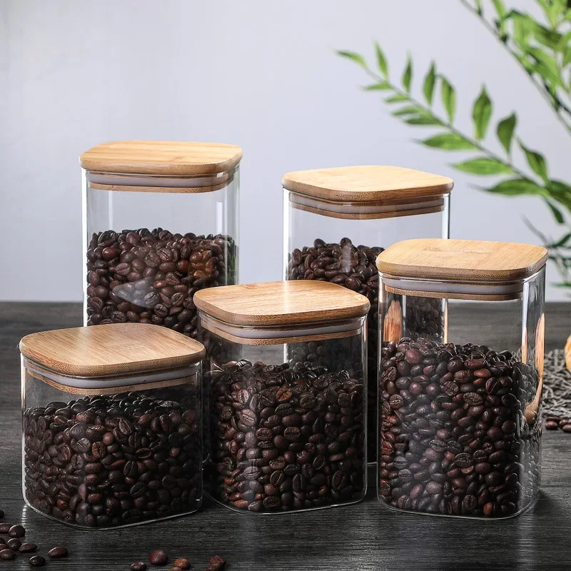 600-1400Ml Square Guardian Love Sealed Storage Jar Seasoning Storage Tank Milk Powder Candy Coffee Bean Storage Bottle Tool