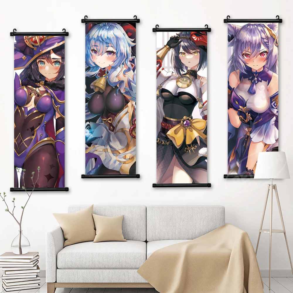 

Canvas Genshin Impact Home Decor Beelzebul Poster Print Picture Keqing Wall Art Scroll Hanging Anime Painting Bedside Background