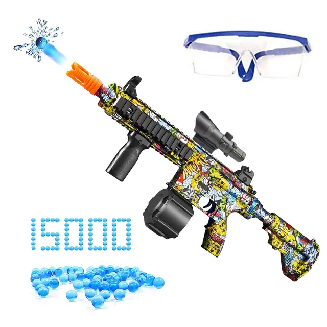 New M416 Manual & Electric Splatter Gun 2-in-1 Gel Ball Blaster With 15000 Eco-Friendly Water Beads Goggles For Outdoor Toys 2